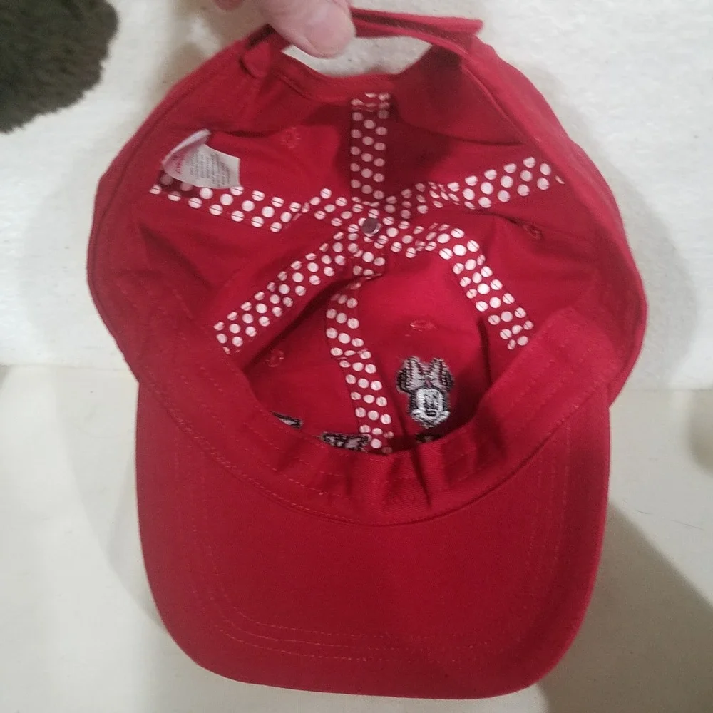 Disney Minnie Mouse Red Baseball Cap Large Adjustable‎ Embroidered Rhinestones